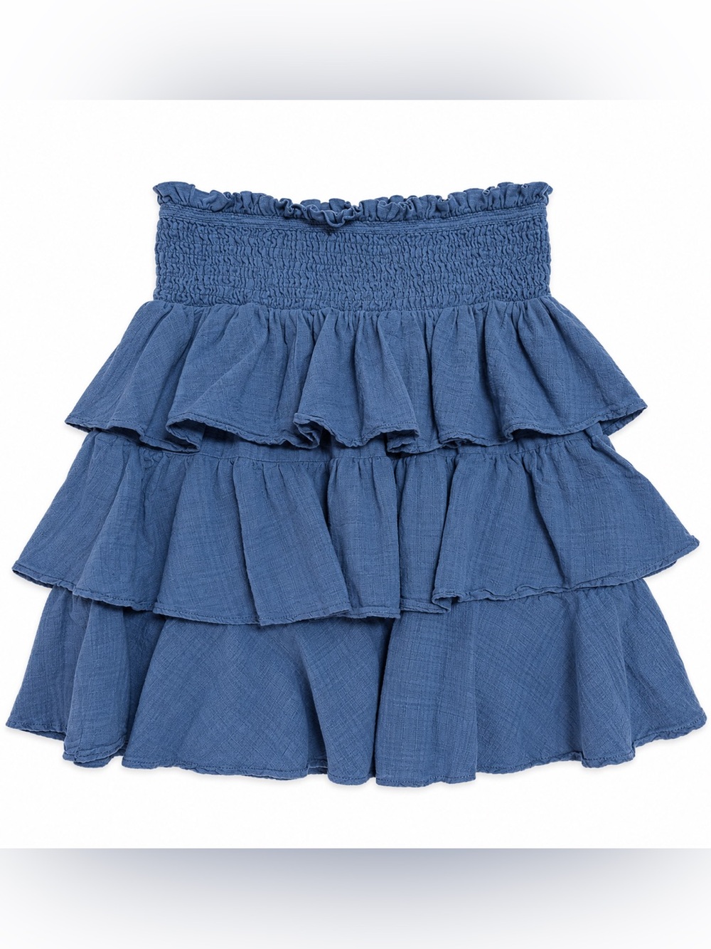 Blue Tiered Ruffle Smocked Waist Skirt